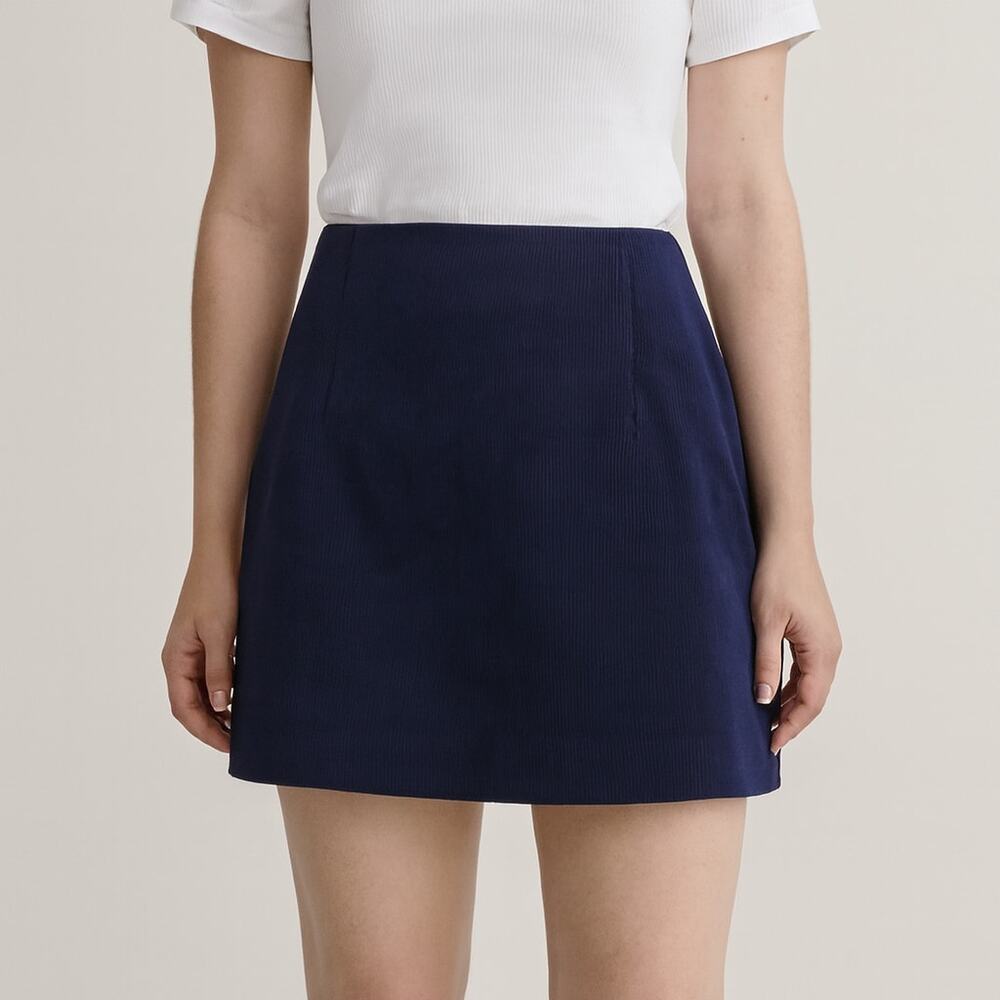 Halara Navy Corduroy Mini Skirt with Shorts lining, Size L NWT - Picture 1 of 8